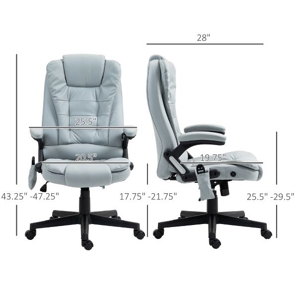 6 Point Vibrating Massage Office Chair with Heat, Microfiber Massage Desk Chair with Reclining Backrest
