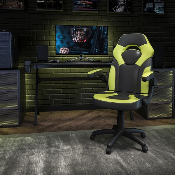 Flash Furniture X10 Gaming Chair, Racing Ergonomic Office Chair, Height Adjustable Swivel Computer Chair w/ Flip-Up Arms, Camouflage/Black LeatherSoft