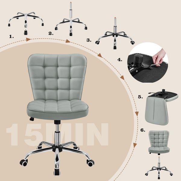 Yaheetech Modern Mid-back Office Chair Armless Desk Chair, Black