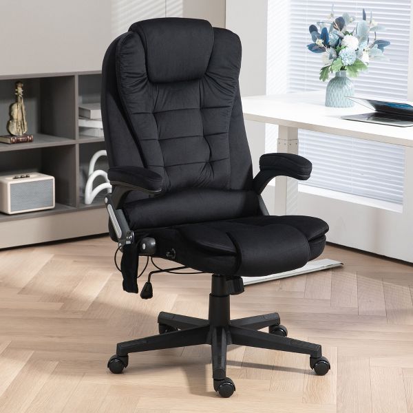6 Point Executive Office Chair with Heat, Velvet High Back Vibrating Massage Office Chair