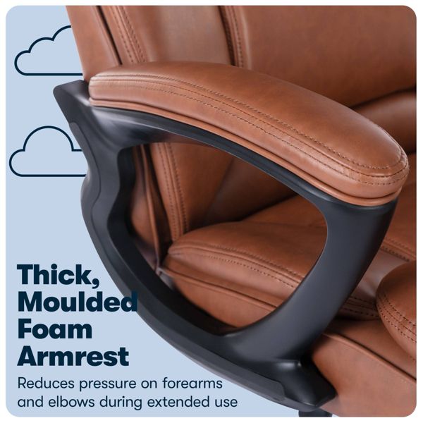 Big and Tall Executive Office Chair Cognac - Serta: 350lb Capacity, Ergonomic, Swivel, Adjustable