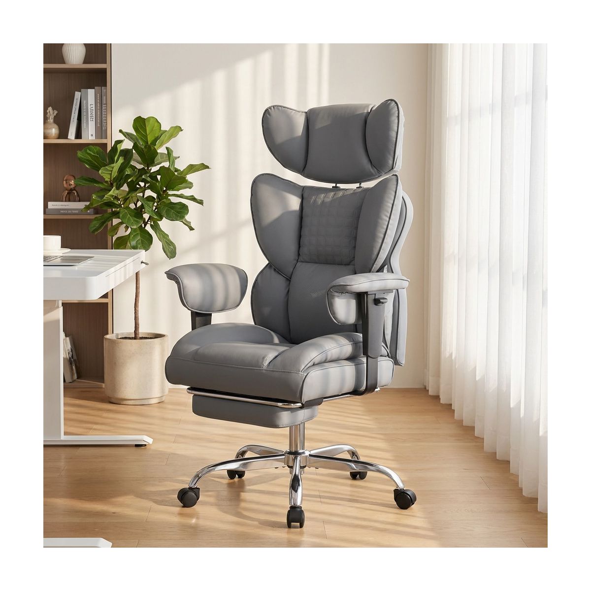 Bestier 27-in W Ergonomic Office Chair with Adjustable Armrests Reclining Footrest 350 lb Capacity for Home Office Gaming, Black