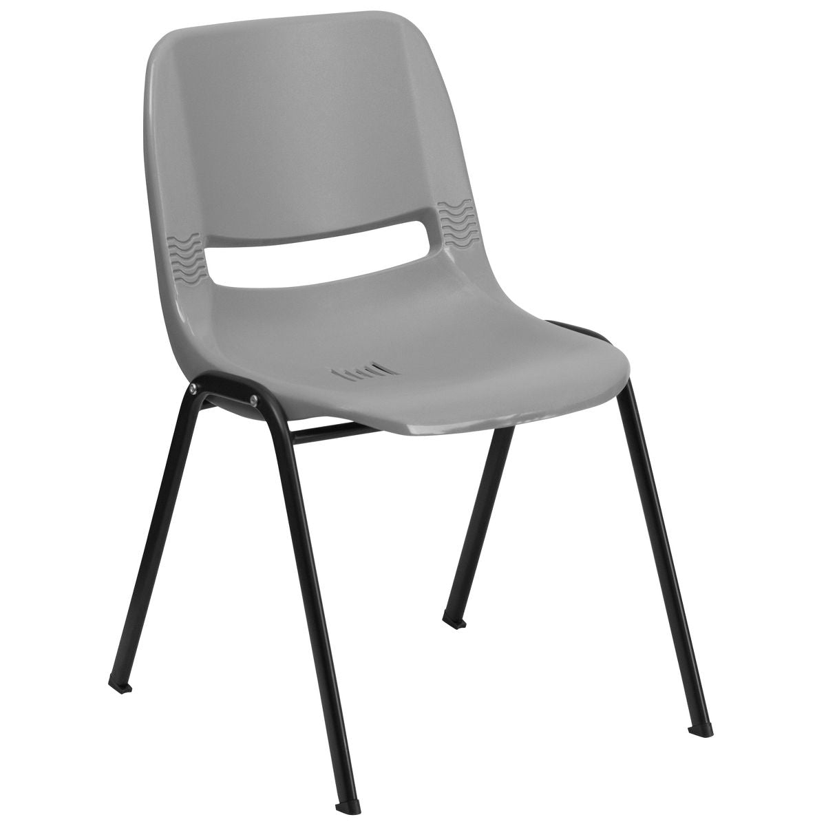 Emma and Oliver Black Ergonomic Shell Student Stack Chair - Classroom Chair / Office Guest Chair