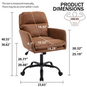 Black PU Leather Office Chair, Modern Swivel Desk Chair with Height Adjustment for Bedroom Dressing Room Home, Single