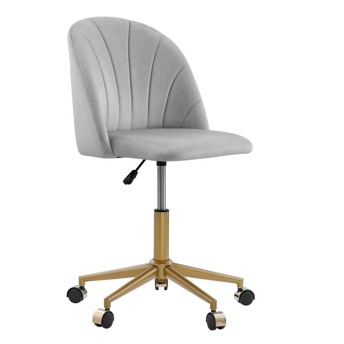Athena Adjustable Height and Swivel Desk Chair Light Gray - Linon: Office Chair with Casters, Armless Design, Padded Back & Seat
