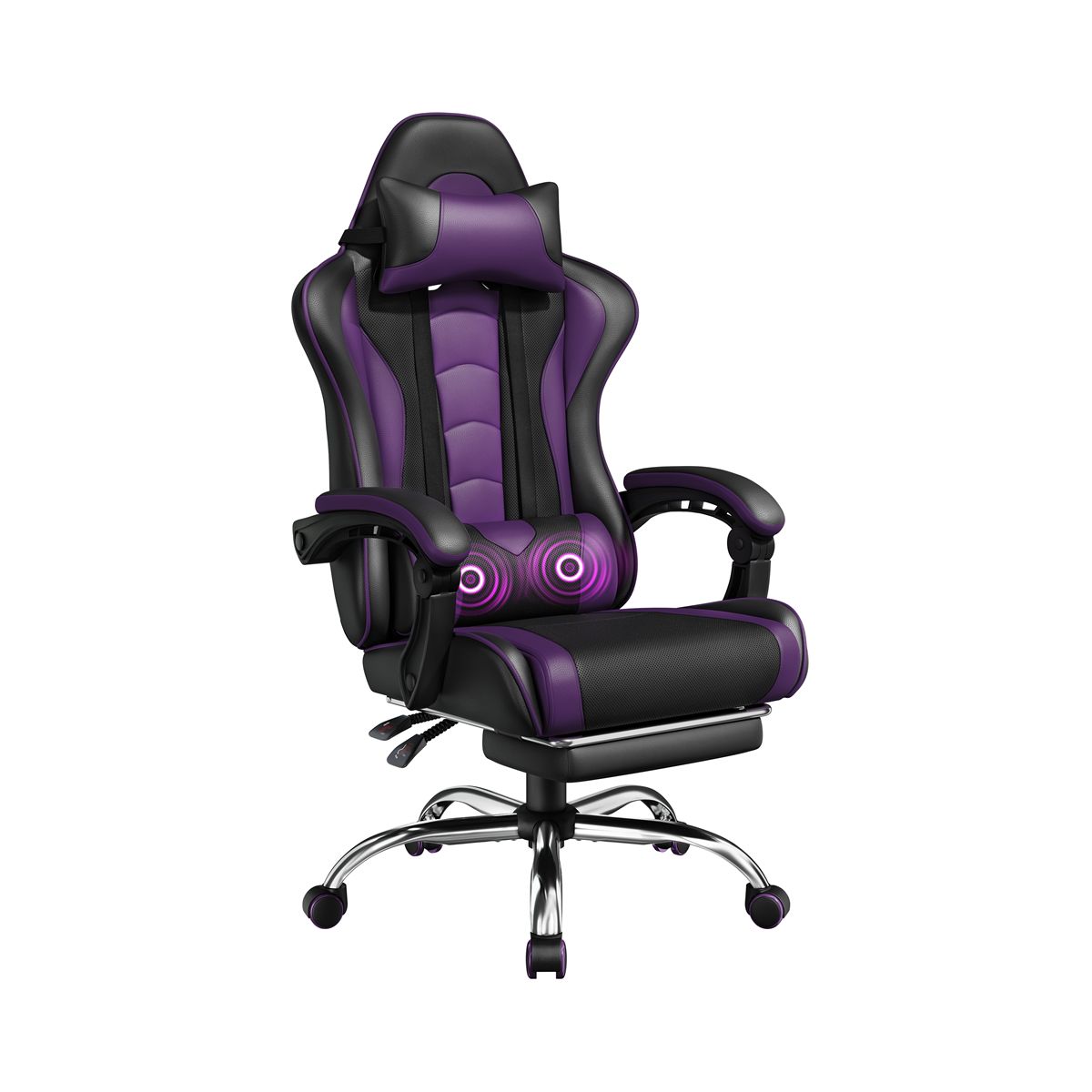 Yaheetech Adjustable Computer Chair with Footrest and Lumbar Support Black