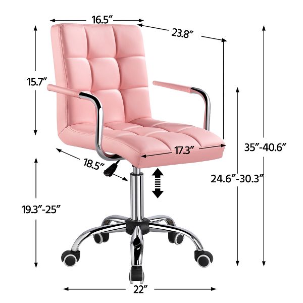 Yaheetech Modern Office Chair Height Adjustable Swivel Chair Mid Back PU Leather Chair, Black