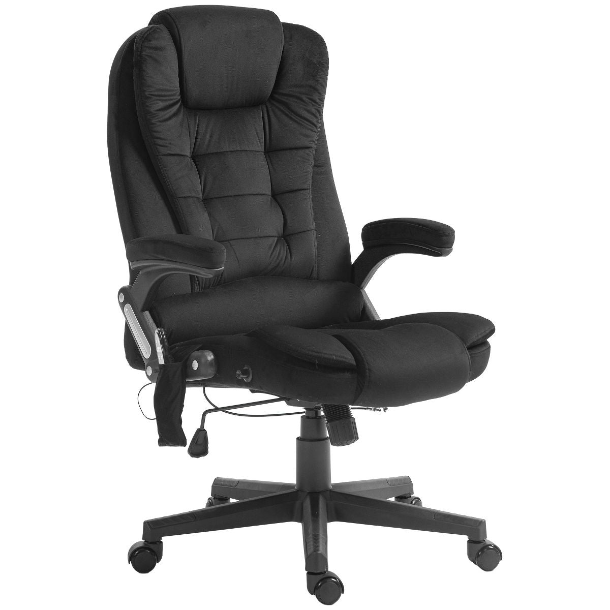 HOMCOM 6 Point Vibrating Massage Office Chair with Heat, Velvet High Back Executive Office Chair with Reclining Backrest, Armrests, Black