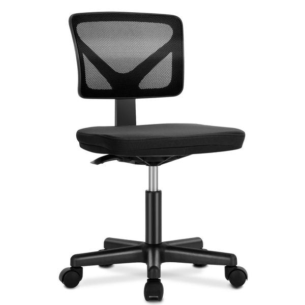 JIONJOY Armless Mesh Office Chair - Adjustable Height Rolling Desk Chair for Small Space, Dorm, Home Office | Black