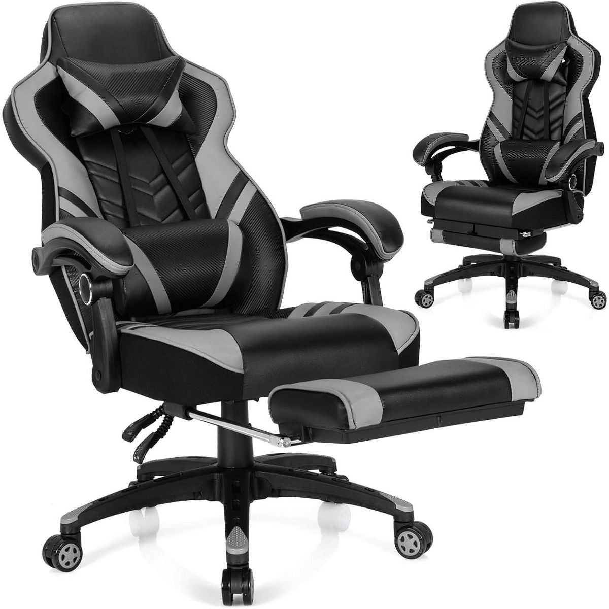 Costway Office Computer Desk Chair Gaming Chair Adjustable Swivel w/Footrest Black