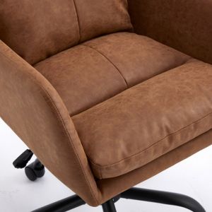 Black PU Leather Office Chair, Modern Swivel Desk Chair with Height Adjustment for Bedroom Dressing Room Home, Single