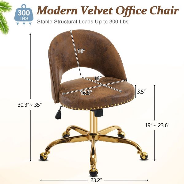 Karl Home | 23 inch Navy Blue Task Chair Office Desk Chair Make Up Chair With Wheels