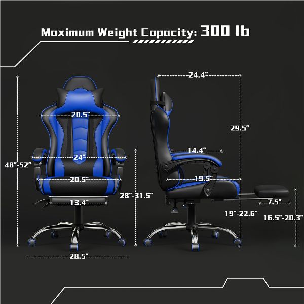 Yaheetech Adjustable Computer Chair with Footrest and Lumbar Support Black