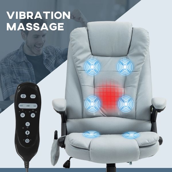 6 Point Vibrating Massage Office Chair with Heat, Microfiber Massage Desk Chair with Reclining Backrest