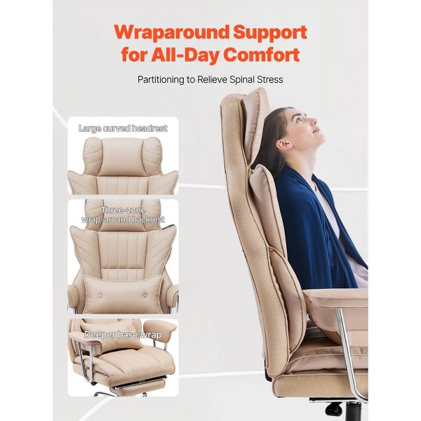 Big and Tall Executive Office Chair 400 lb, Ergonomic Computer Desk Chair, Footrest & Lumbar Support