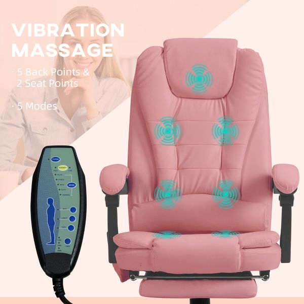 Vinsetto 7-Point Vibrating Massage Office Chair Computer Chair with Lumbar Support, Footrest, Reclining Back, Adjustable Height, Black