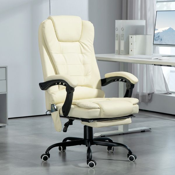 Vinsetto 7-Point Vibrating Massage Office Chair Computer Chair with Lumbar Support, Footrest, Reclining Back, Adjustable Height, Black