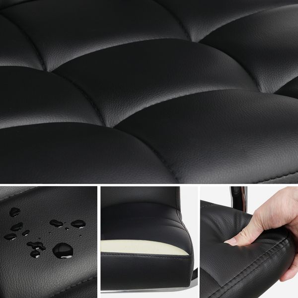 Yaheetech Modern Office Chair Height Adjustable Swivel Chair Mid Back PU Leather Chair, Black
