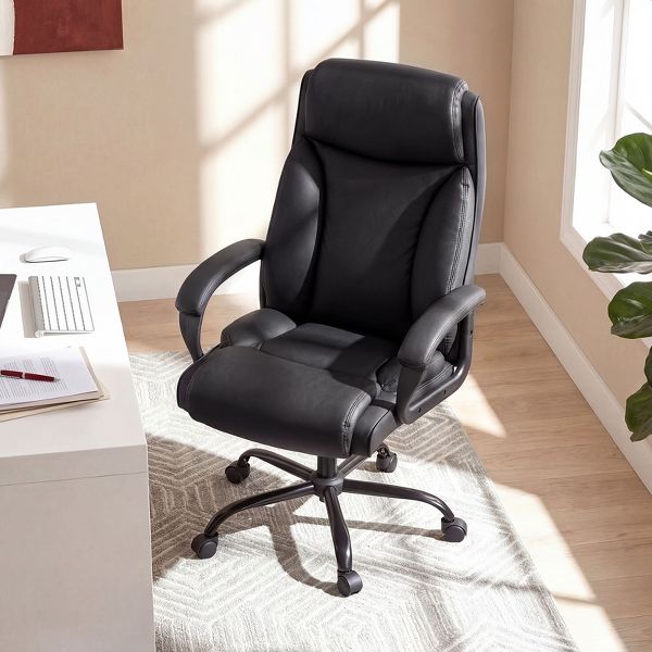 Costway 400 LBS Big & Tall Leather Office Chair Adjustable High Back Task Chair