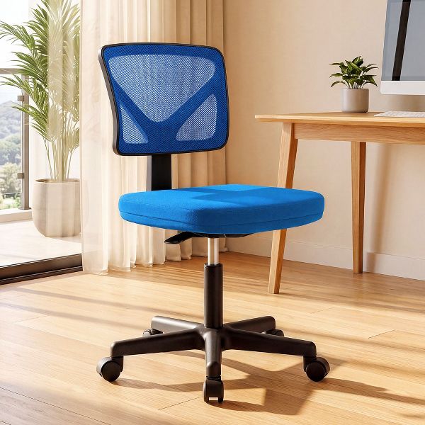 JIONJOY Armless Mesh Office Chair - Adjustable Height Rolling Desk Chair for Small Space, Dorm, Home Office | Black