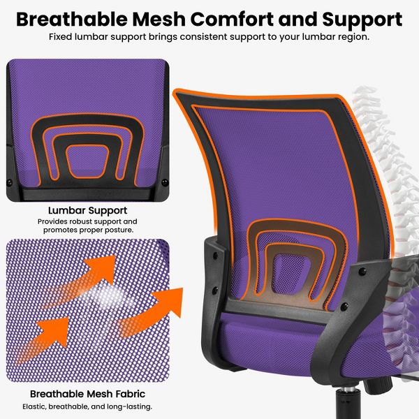 Yaheetech Adjustable Ergonomic Computer Chair Office Chair Black
