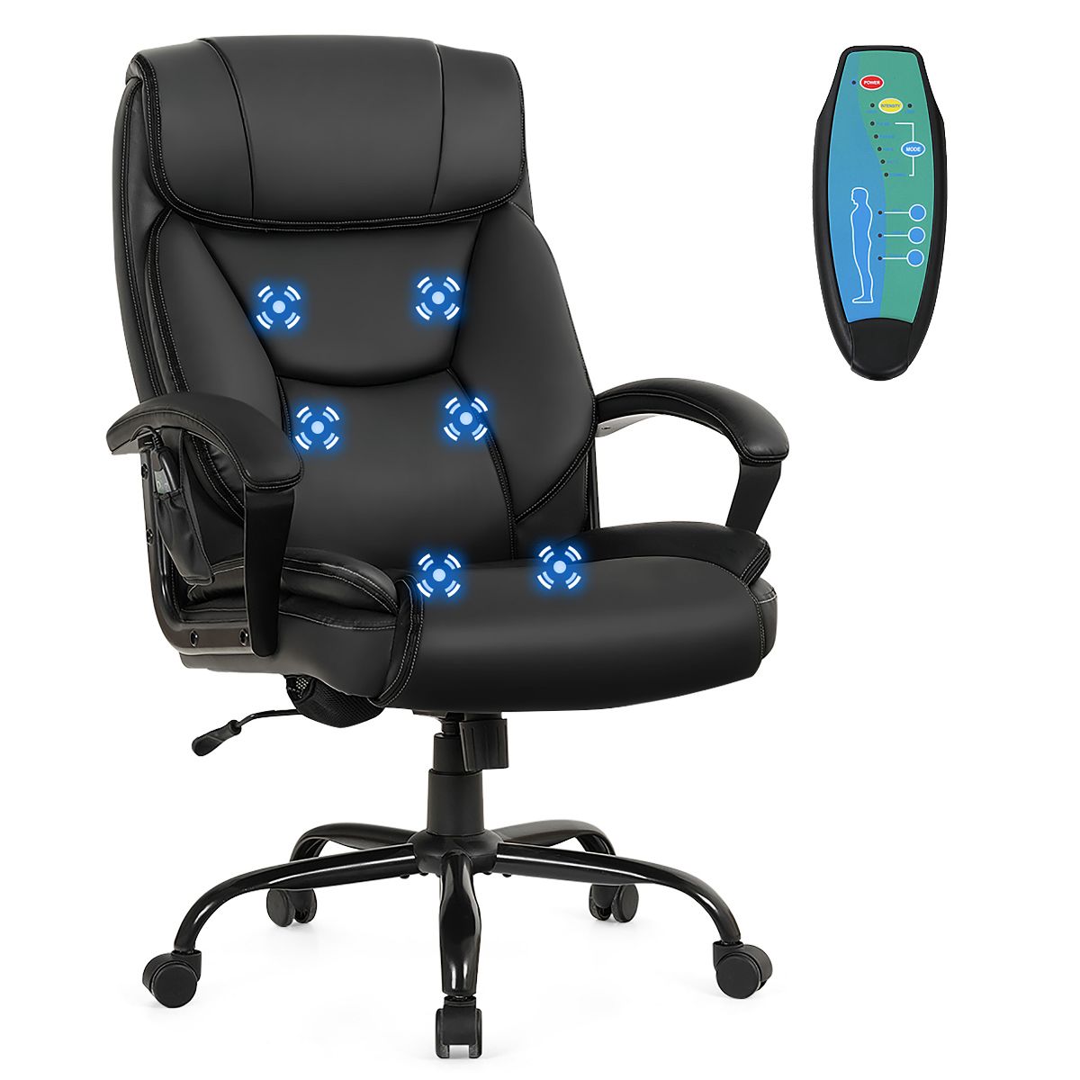 Costway Big & Tall 500lb Office Chair Executive PU Leather Computer Desk Chair