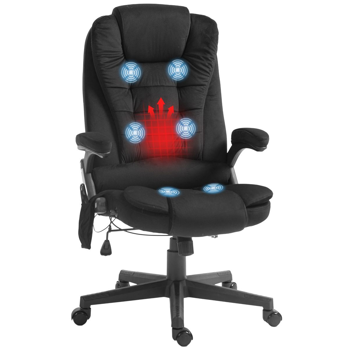 6 Point Executive Office Chair with Heat, Velvet High Back Vibrating Massage Office Chair