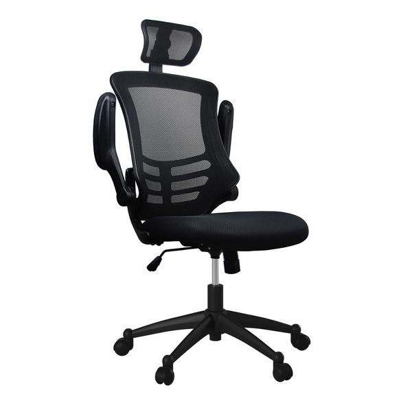HomeRoots Black Adjustable Height Swivel Rolling Executive Office Chair
