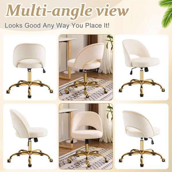 Karl Home | 23 inch Navy Blue Task Chair Office Desk Chair Make Up Chair With Wheels