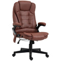 HOMCOM 6 Point Vibrating Massage Office Chair with Heat, Microfiber High Back Executive Office Chair with Reclining Backrest, Armrests, Rust Red