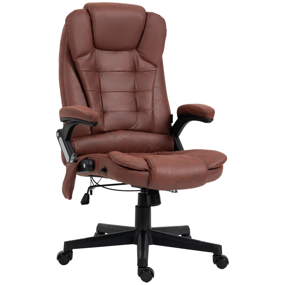 HOMCOM 6 Point Vibrating Massage Office Chair with Heat, Microfiber High Back Executive Office Chair with Reclining Backrest, Armrests, Rust Red