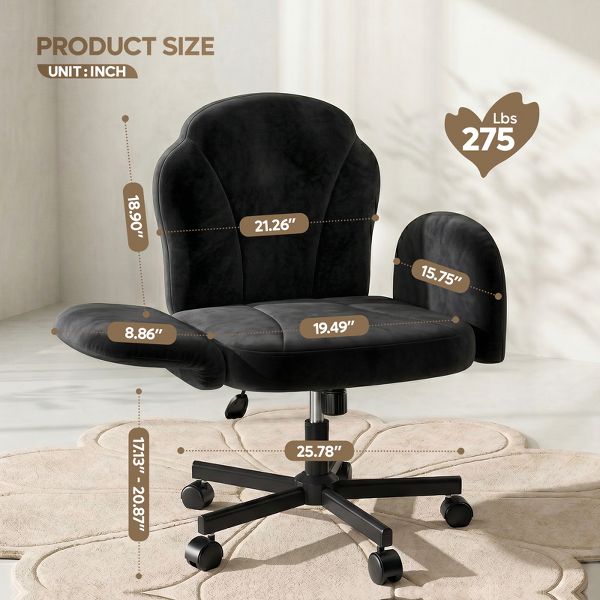 Bestier Criss Cross Chair Vanity Desk Chair with Foldable Armrests, Reclining Office Chair for Home Office, Makeup & Reading,Pet-Friendly, Beige