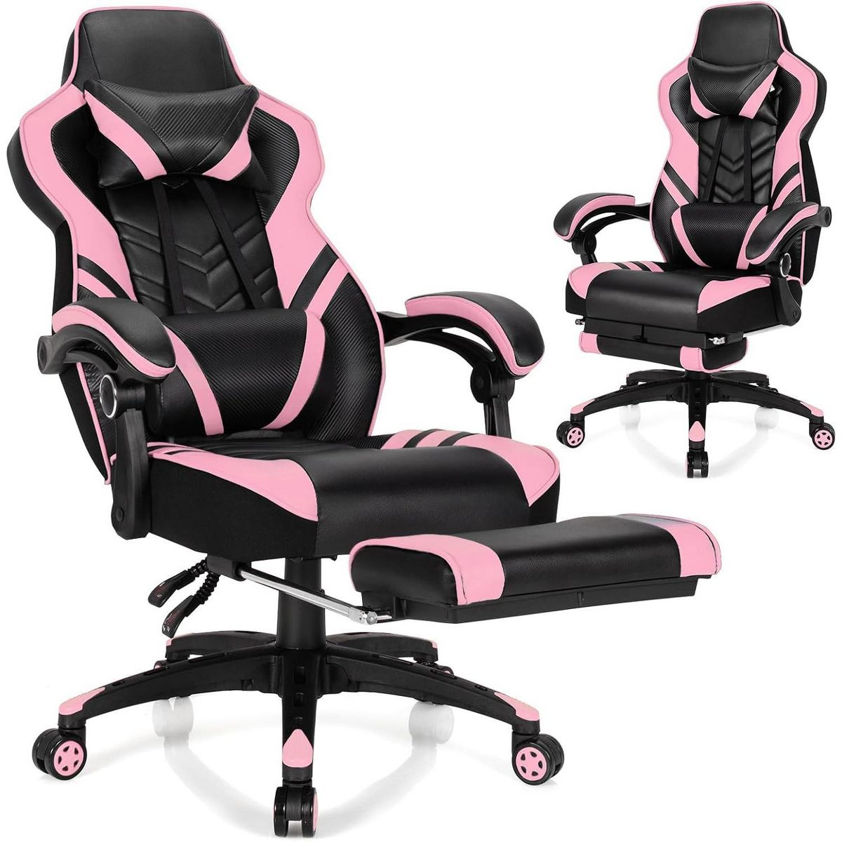Costway Office Computer Desk Chair Gaming Chair Adjustable Swivel w/Footrest Black