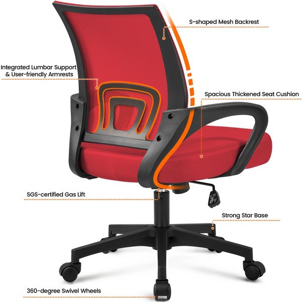 Yaheetech Adjustable Ergonomic Computer Chair Office Chair Black