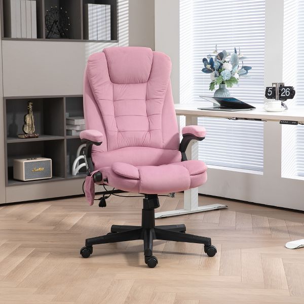 6 Point Executive Office Chair with Heat, Velvet High Back Vibrating Massage Office Chair