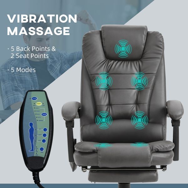 Vinsetto 7-Point Vibrating Massage Office Chair Computer Chair with Lumbar Support, Footrest, Reclining Back, Adjustable Height, Black