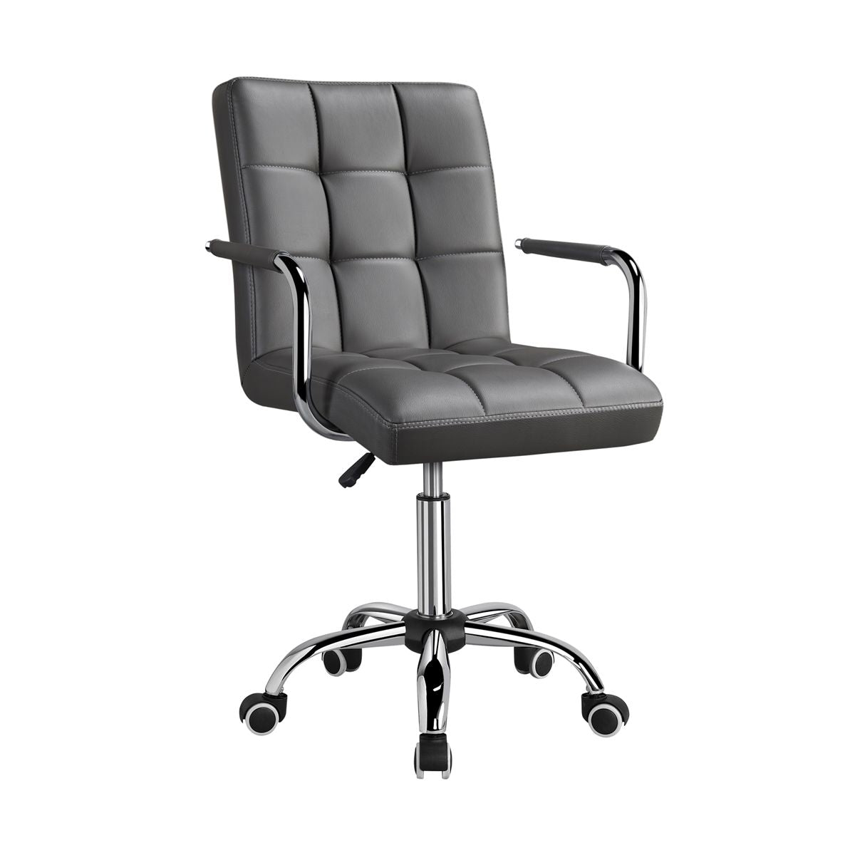 Yaheetech Modern Office Chair Height Adjustable Swivel Chair Mid Back PU Leather Chair, Black