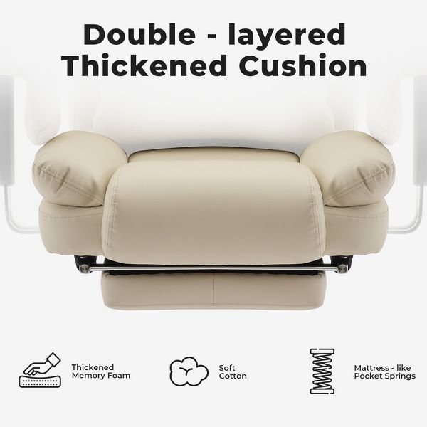 Office Chair PU Leather Computer Chair with Lumbar Support and High Backrest, Ergonomic Desk Chair with Liftable Headrest