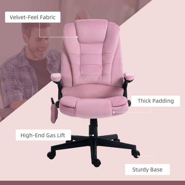 6 Point Executive Office Chair with Heat, Velvet High Back Vibrating Massage Office Chair