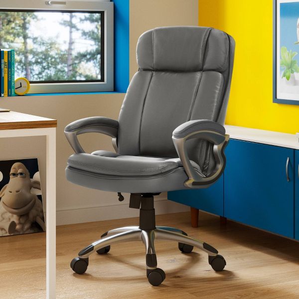 Big and Tall Executive Office Chair Cognac - Serta: 350lb Capacity, Ergonomic, Swivel, Adjustable