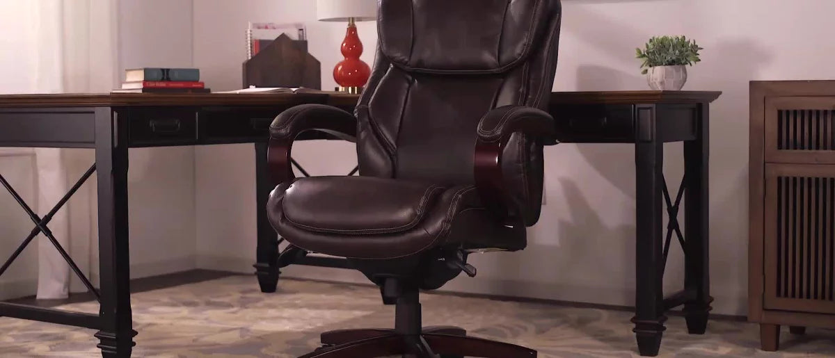 La-Z-Boy Bellamy Executive Office Chair Black: Ergonomic, Swivel, Adjustable Height, Wood Frame