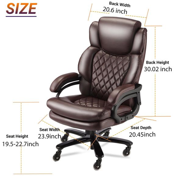 500lbs Big and Tall Office Chair forwith Wide Spring Seat Computer Desk Chair 360 Swivel Home Office Desk Chair-Black