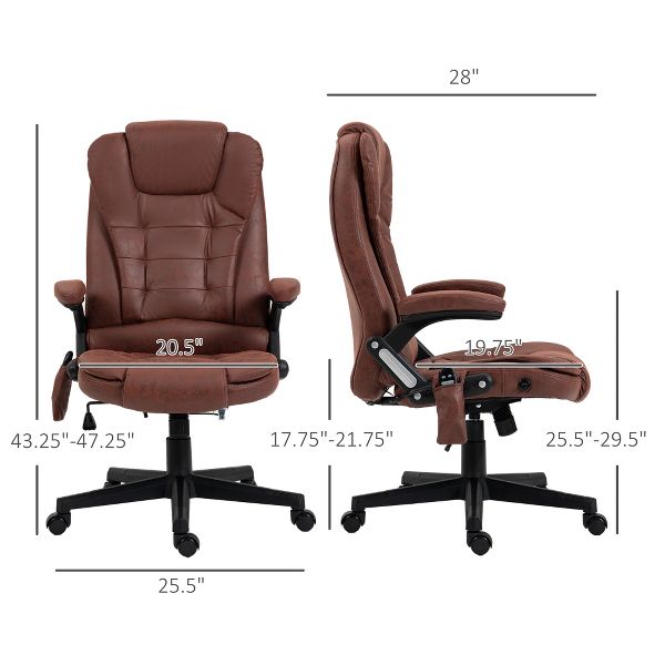 HOMCOM 6 Point Vibrating Massage Office Chair with Heat, Microfiber High Back Executive Office Chair with Reclining Backrest, Armrests, Rust Red