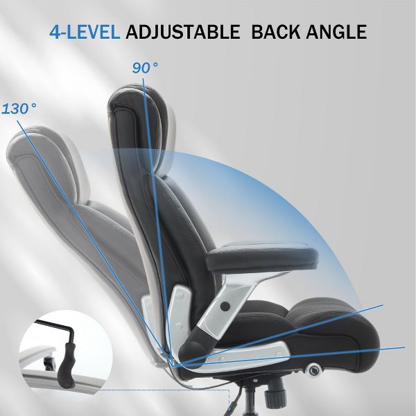 500lbs Big and Tall Office Chair with Adjustable Lumbar Support, Executive Heavy Duty Chair with Flip-Up Armrests and Wider Seat, Ergonomic Chair