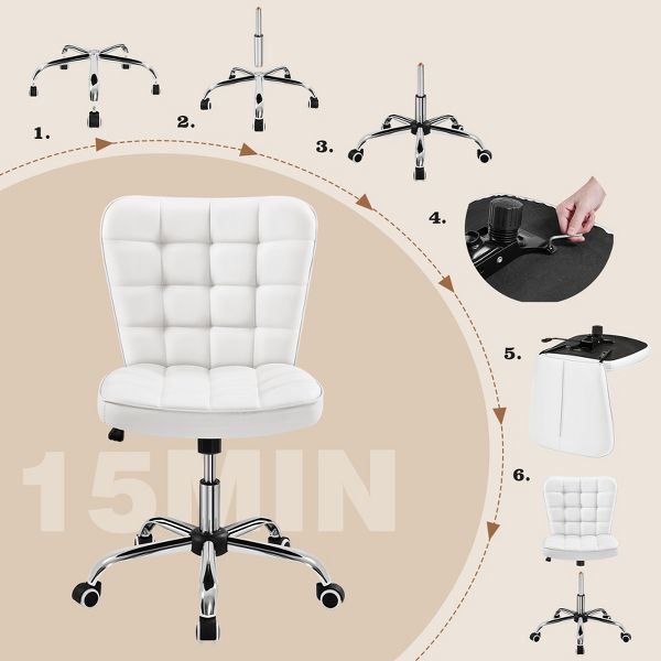 Yaheetech Modern Mid-back Office Chair Armless Desk Chair, Black