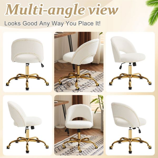 Karl Home | 23 inch Navy Blue Task Chair Office Desk Chair Make Up Chair With Wheels