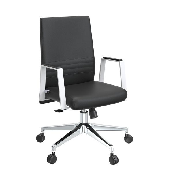 HomeStock 45 in.H Adjustable Height Black Faux Leather Seat Material with Adjustable Lumbar Support Ergonomic Office Chairs