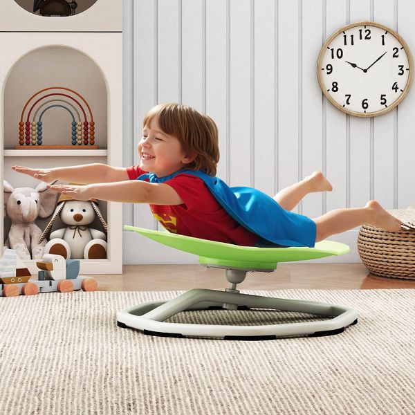 Costway Kids Sensory Swivel Chair with Non-Slip Metal Base for Autistic Kids Indoor Outdoor Blue Elephant