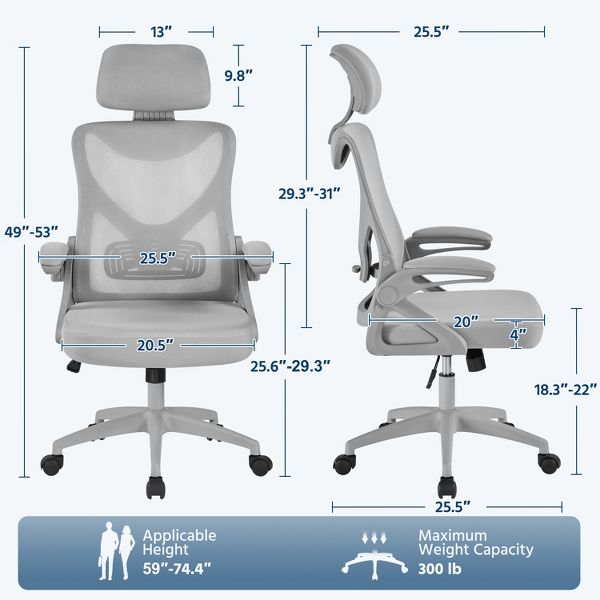 Yaheetech High Back Office Chair Computer Chair with Armrest Black