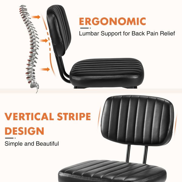 Bestier Armless Office Chairs, Mid-Century Modern Upholstered Living Room Accent Chairs with Faux Leather Cushion Seat